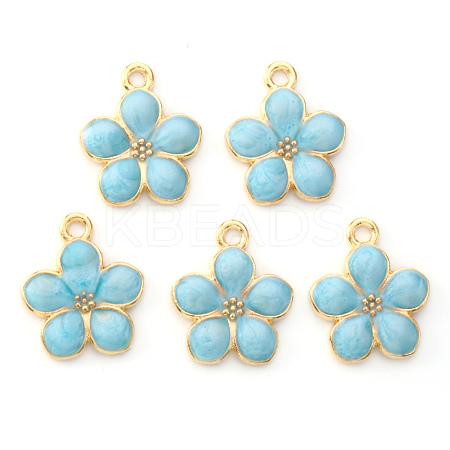 Light Gold Plated Alloy Enamel Pendants ENAM-R136-17B-1