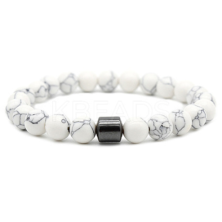Natural Howlite Bead Stretch Bracelets for Women EQ9496-3-1