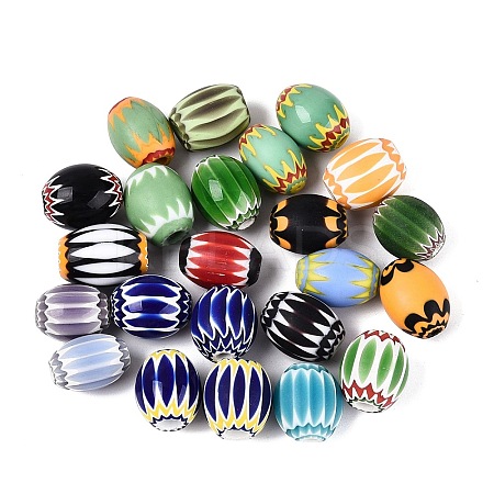 Handmade Millefiori Glass Barrel Beads LA-N002-19-1