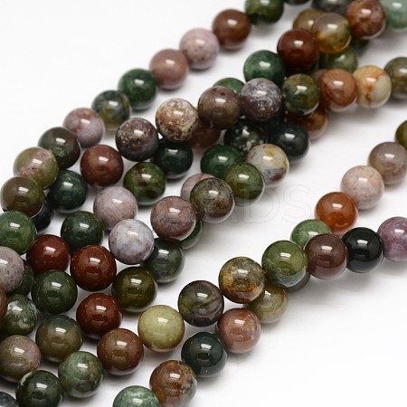 Natural Indian Agate Round Beads Strands X-G-F243-01-6mm-1