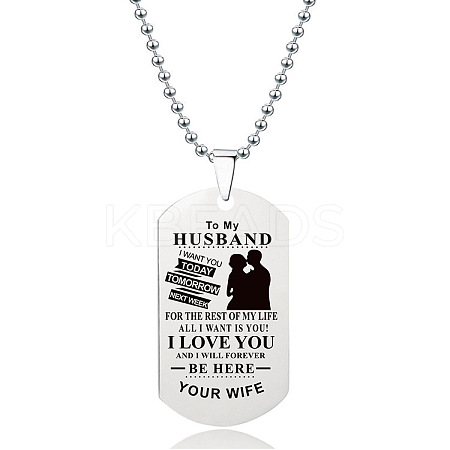 201 Stainless Steel To My Husband Dog Tag Pendant Ball Chain Necklaces FS-WG527E6-28-1