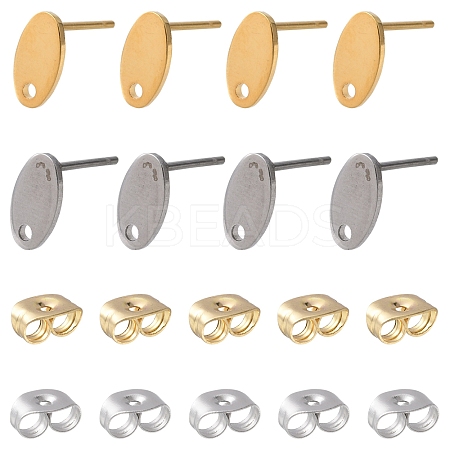 16Pcs 2 Colors 201 Stainless Steel Stud Earring Findings with Hole EJEW-FS0001-19-1