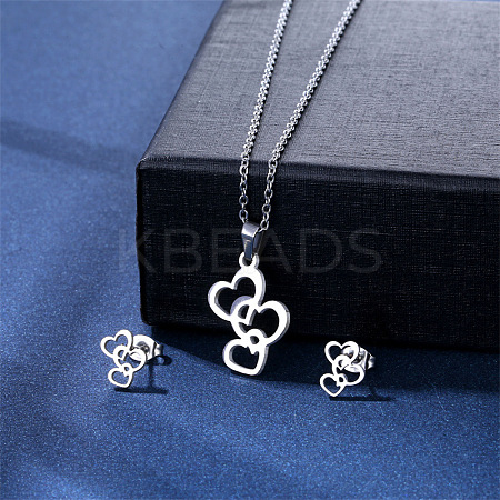 304 Stainless Steel Pendant Necklace & Stud Earring FS-WGC30A7-06-1