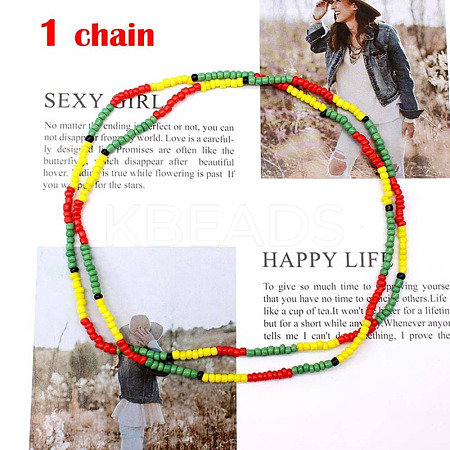 Glass Seed Rondelle Beaded Waist Beads WGC6815-01-1