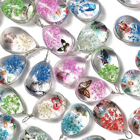 Transparent Glass Pendants GLAA-M048-05-1