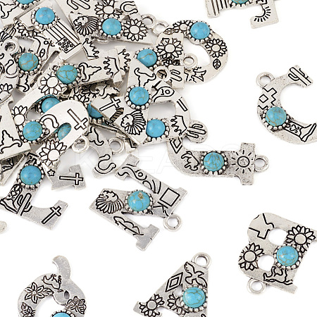 26Pcs 26 Styles Alloy Letter Pendants with Resin Imitation Synthetic Turquoise FIND-TA0003-70-1