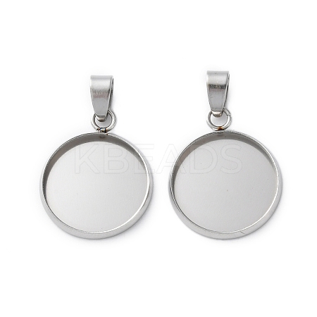 304 Stainless Steel Pendant Cabochon Settings STAS-L282-010P-06-1