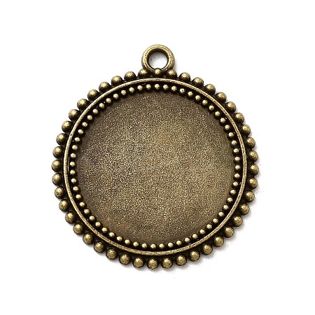 Tibetan Style Flat Round Alloy Pendant Cabochon Settings TIBEP-Q045-031AB-NR-1