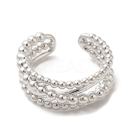 Rack Plating Brass Criss Cross Open Cuff Rings for Women RJEW-M148-06P-1