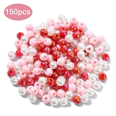 150Pcs 3 Colors Opaque Acrylic Beads MACR-YW0003-79-1