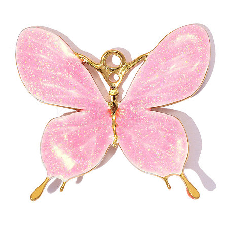 304 Stainless Steel with Pink Enamel Pendants SA-OY001-27G-01-1