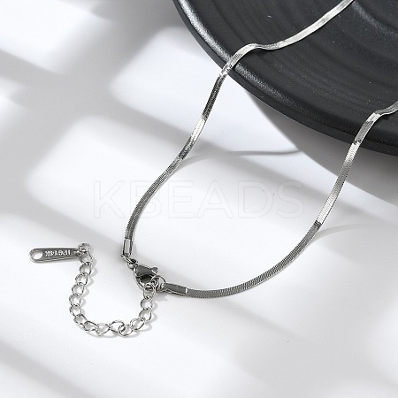 Non-Tarnish 304 Stainless Steel Herringbone Chain Necklace for Women NJEW-G097-02P-1