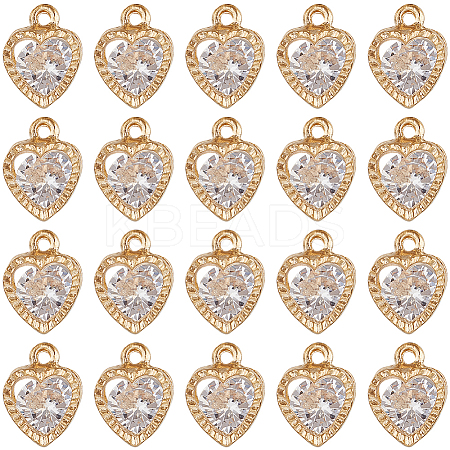 50Pcs Heart Alloy Charms ZIRC-SC0001-32G-1