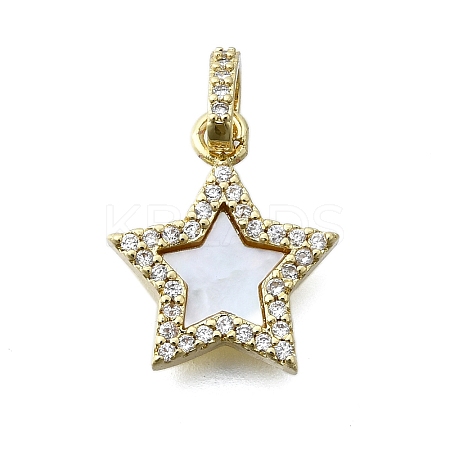 Brass Micro Pave Clear Cubic Zirconia Pendants KK-V010-29G-1