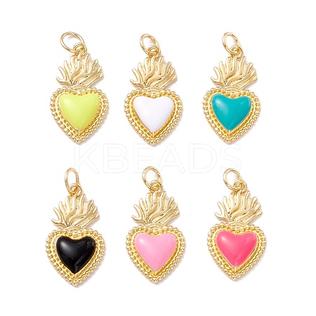Golden Tone Brass Enamel Pendants KK-K750-01G-1