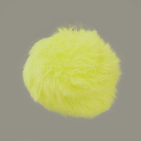 Handmade Faux Rabbit Fur Pom Pom Ball Covered Pendants WOVE-F020-A07-1