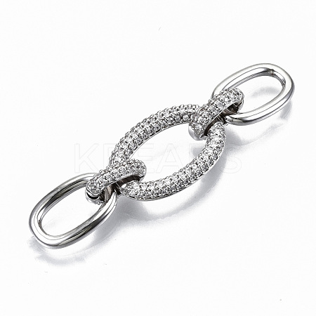 Brass Micro Pave Clear Cubic Zirconia Links Connectors KK-S061-45P-NR-1
