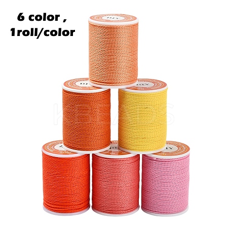 6 Rolls 6 Colors Round Waxed Polyester Cord YC-YW0001-08C-1