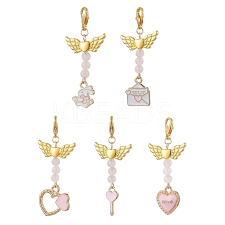 Valentine's Day Alloy Enamel Pendant Decoraton HJEW-JM02028-01-1
