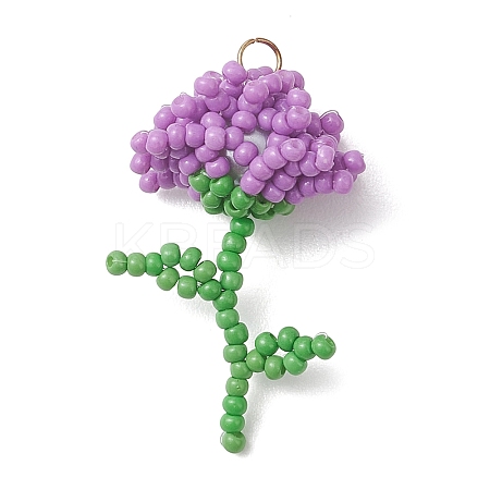Glass Seed Beaded Flower Pendans PALLOY-MZ01224-01-1