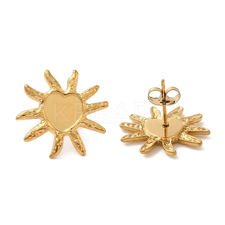 Ion Plating(IP) 304 Stainless Steel Sun Stud Earrings EJEW-C114-28G-1