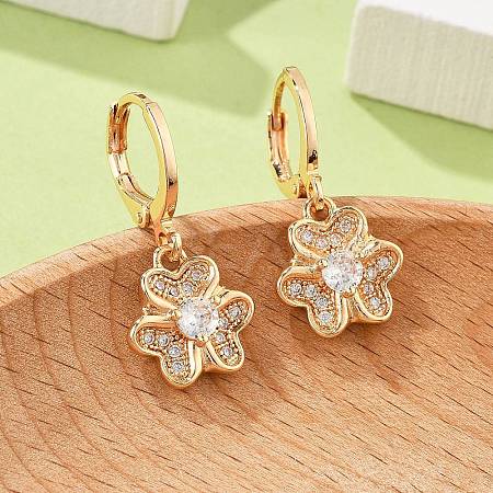 Brass Micro Pave Clear Cubic Zirconia Hoop Earrings for Women EJEW-G428-24G-01-1