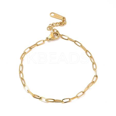 Ion Plating(IP) 304 Stainless Steel Paperclip Chain Bracelet for Women LS-BJEW-G667-05G-1