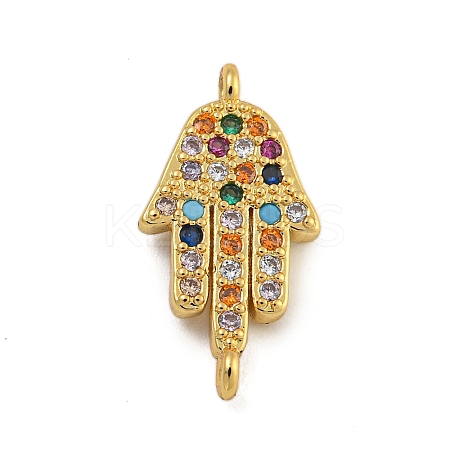 Rack Plating Brass Micro Pave Cubic Zirconia Palm Connector Charms KK-C074-41G-1