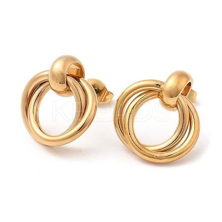 304 Stainless Steel Ring Knot Dangle Stud Earrings for Women STAS-D085-14G-1