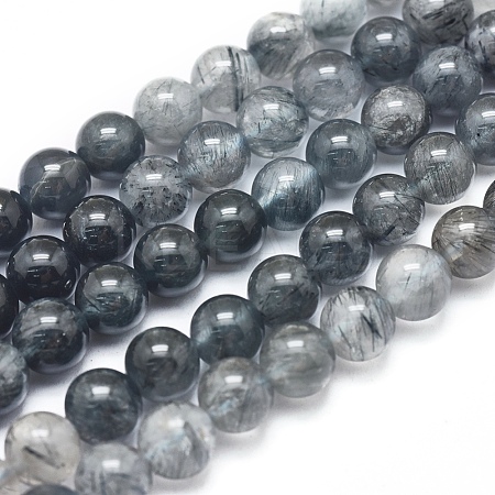 Natura Blue Rutilated Quartz Beads Strands G-D0001-04-6mm-1
