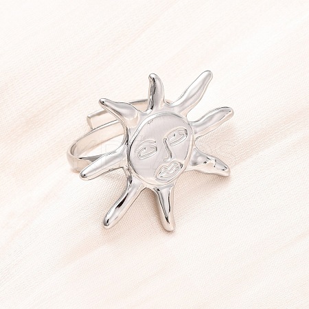 304 Stainless Steel Cuff Rings for Women RJEW-B136-03P-1
