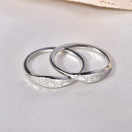 Sun Pattern 304 Stainless Steel Finger Rings FS-WG90263-08-1