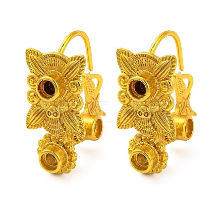 Flower Brass Earring Hooks with Round Tray KK-G502-24G-1