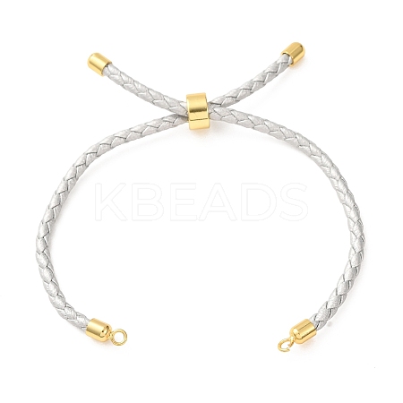 Adjustable Round Braided Microfiber Leather Cord Bracelet Making KK-CBAC260-01G-24-1