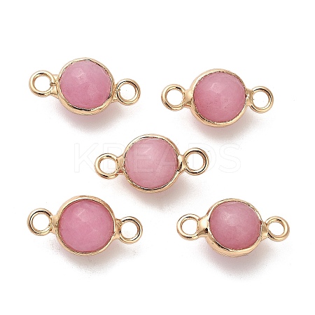 Natural Dyed Natural White Jade Faceted Round Links Connector Charms G-G175-01G-04-1