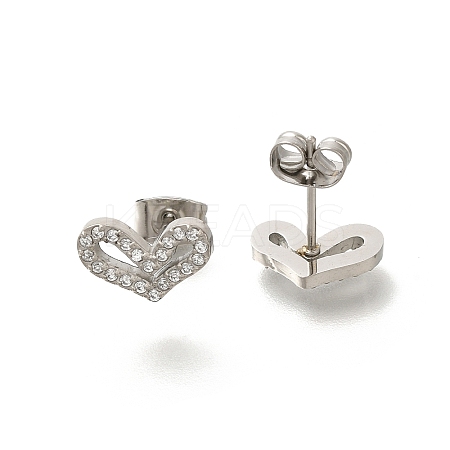 304 Stainless Steel Micro Pave Clear Cubic Zirconia Stud Earrings EJEW-H018-02P-01-1