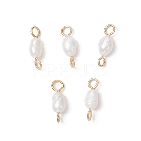 Natural Cultured Freshwater Pearl Potato Links Connector Charms PALLOY-JF04173-02-1