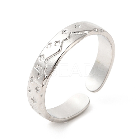 Non-Tarnish 304 Stainless Steel Moon & Star Open Cuff Ring for Women RJEW-E063-10P-1