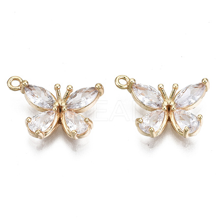 Real 18K Gold Plated Brass Micro Pave Cubic Zirconia Pendants KK-T056-59G-01-NF-1