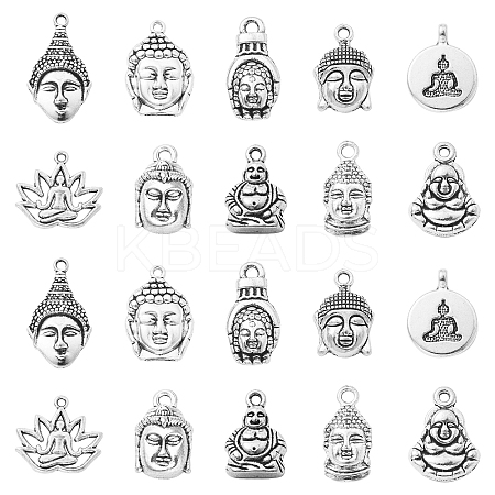 100Pcs 10 Styles Tibetan Style Zinc Alloy Charms TIBEP-CJ0003-08-1