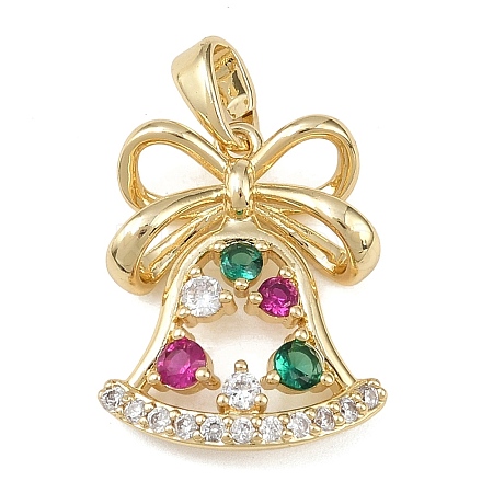 Christmas Brass Micro Pave Cubic Zirconia Pendants KK-K413-02G-1
