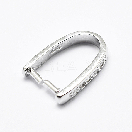 Anti-Tarnish Rhodium Plated 925 Sterling Silver Micro Pave Cubic Zirconia Pendant Bails STER-P034-09P-1