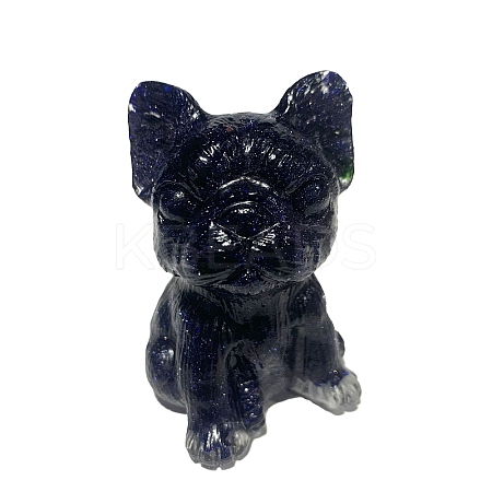 Cute Dog Blue Goldstone Display Decorations DJEW-PW0014-07C-1