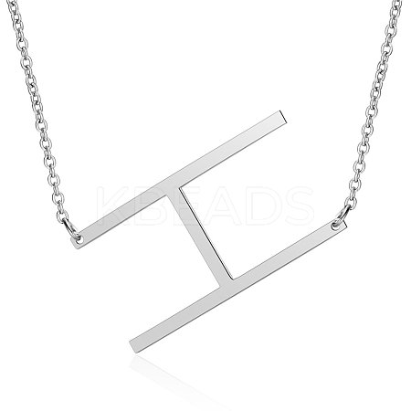 201 Stainless Steel Initial Pendants Necklaces NJEW-S069-JN003D-H-1