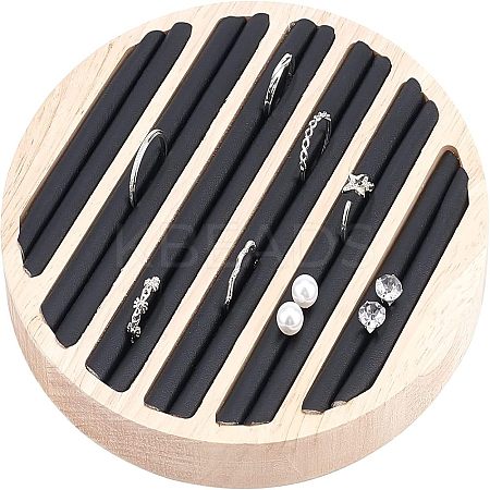 6-Slot Wood Finger Ring Display Plate EDIS-WH0012-09A-1
