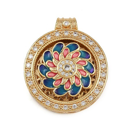 Brass Micro Pave Cubic Zirconia Rotating Pendants KK-P332-02B-G-1