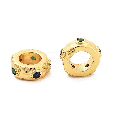 Brass Cubic Zirconia European Beads KK-S377-04G-1