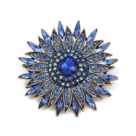 Sunflower Alloy Rhinestone Brooches for Backpack Clothes JEWB-M070-03AG-1