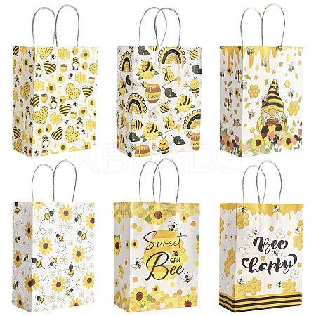 12Pcs 6 Colors Bees Theme Rectangle Paper Bags CARB-FS0001-08-1