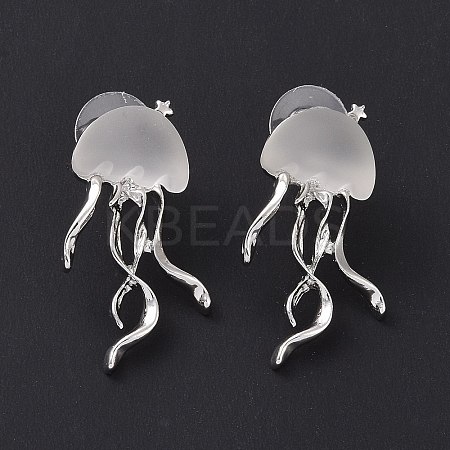 Resin Jellyfish Stud Earrings EJEW-P208-01P-1